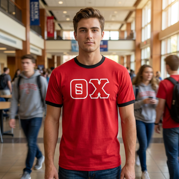 DISCOUNT- Theta Chi Lettered Ringer Shirt