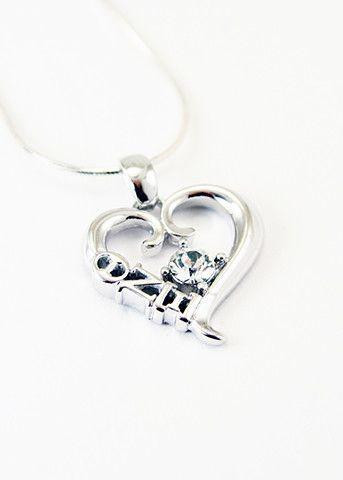 TCS Theta Nu Xi Sterling Silver Heart Pendant with Swarovski™ Clear Crystal 