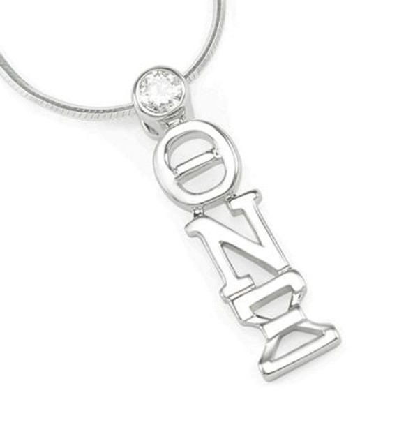 Theta Nu Xi Sterling Silver Lavaliere Pendant with Swarovski™ Clear Crystal