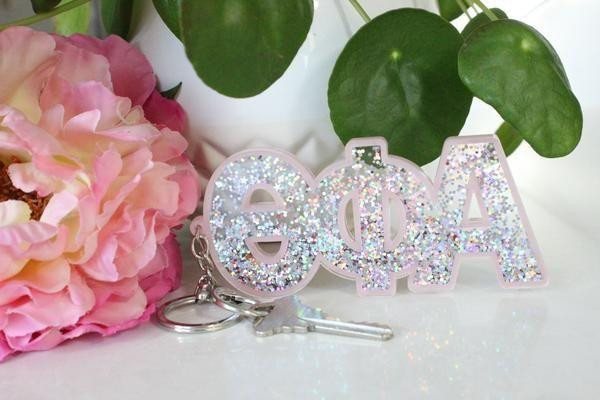 Sorority Shop Theta Phi Alpha Glitter Keychain 