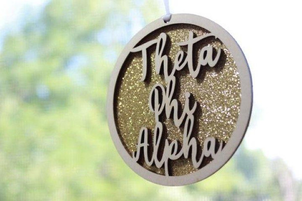 Sorority Shop Theta Phi Alpha Laser Carved Script Ornament - 3" Round 