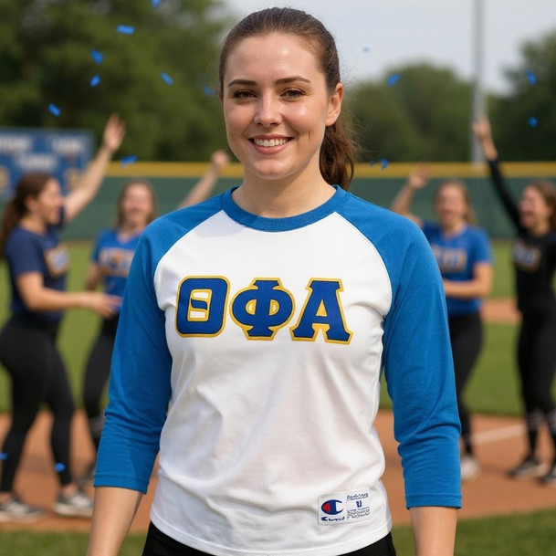 DISCOUNT-Theta Phi Alpha Lettered Raglan Shirt