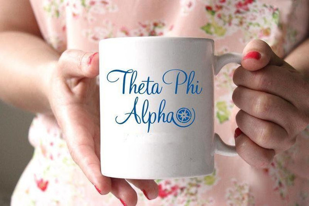  Theta Phi Alpha White Mascot Coffee Mug - Personalized! 