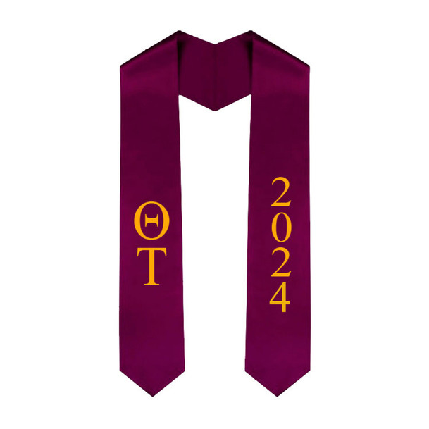 Theta Tau Greek Lettered Graduation Sash Stole With Year - Best Value