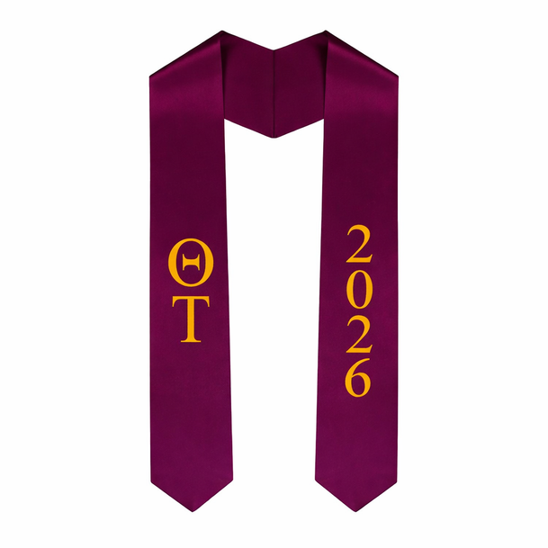 Theta Tau Greek Lettered Graduation Sash Stole With Year - Best Value