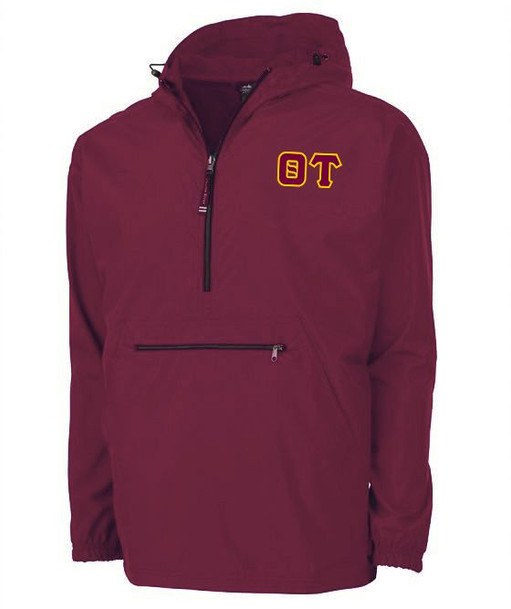 Theta Tau Tackle Twill Lettered Pack N Go Pullover