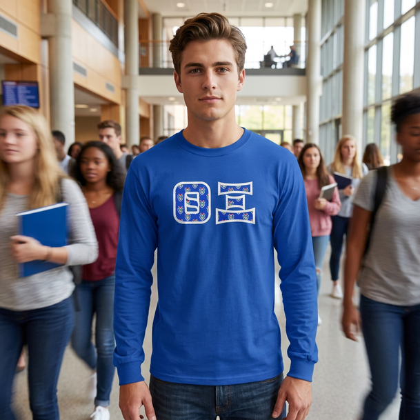 Theta Xi Fraternity Crest - Shield Twill Letter Longsleeve Tee