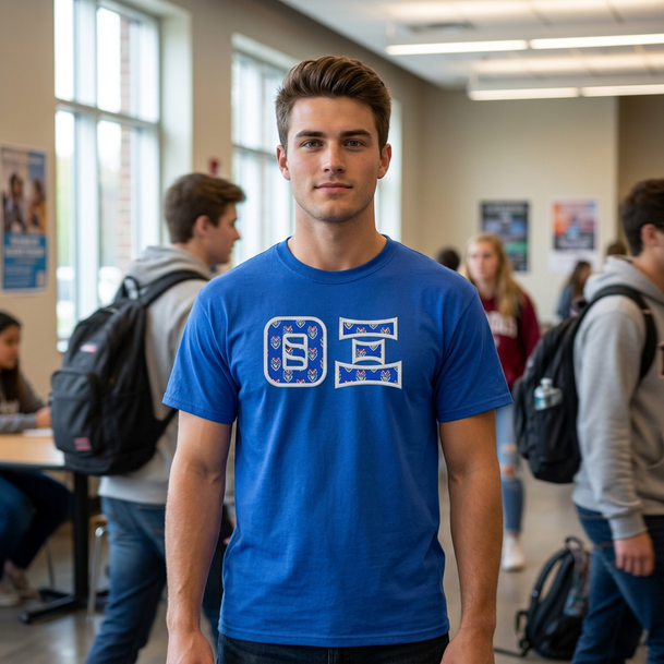 Theta Xi Fraternity Crest - Shield Twill Letter Tee