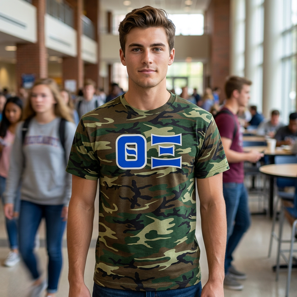 DISCOUNT- Theta Xi Lettered Camouflage T-Shirt