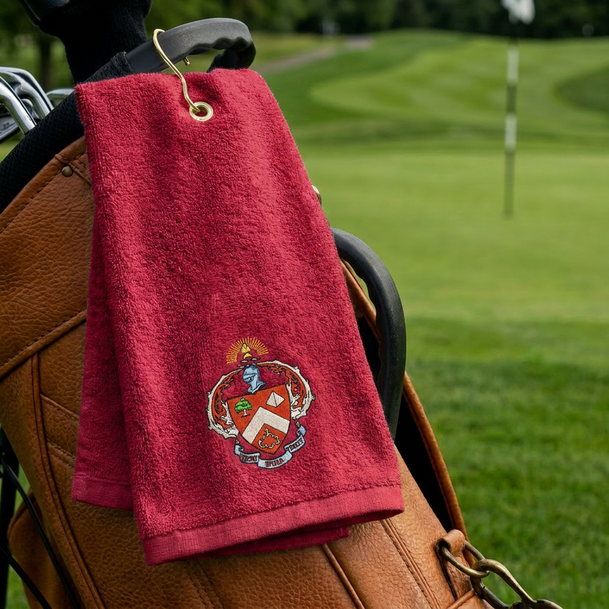 DISCOUNT-Triangle Fraternity Crest - Shield Golf Towel