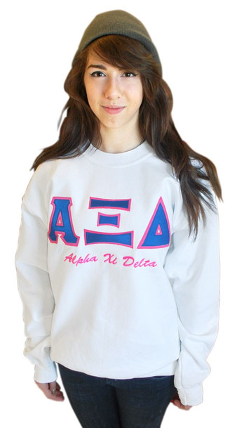 Fraternity & Sorority Twill Greek Letter Crewneck Sweatshirt with Embroidery