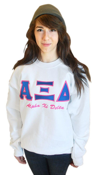  Fraternity & Sorority Twill Greek Letter Crewneck Sweatshirt with Embroidery 