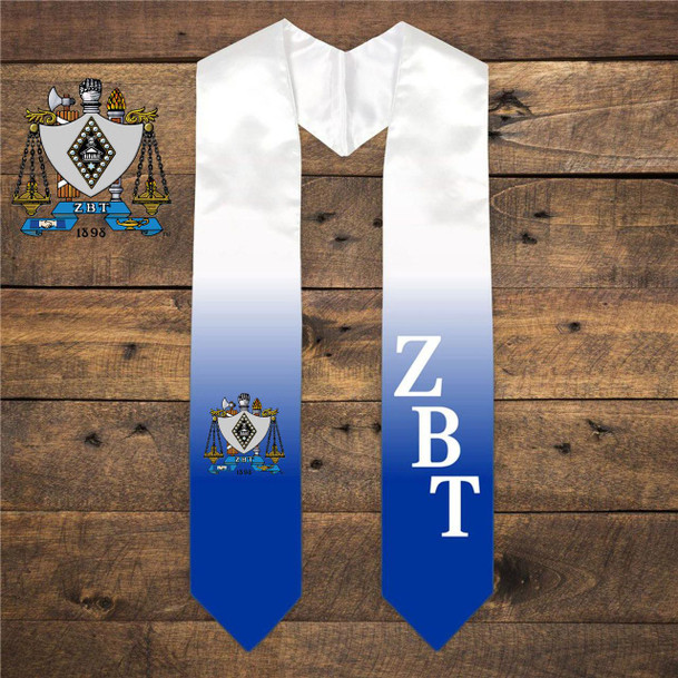  Zeta Beta Tau Extra Fancy Diagonal Greek Graduation Stole W Crest 