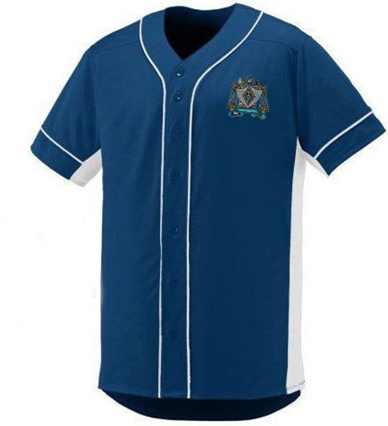 DISCOUNT-Zeta Beta Tau Fraternity Crest - Shield Slugger Baseball Jersey