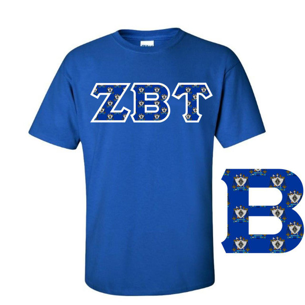  Zeta Beta Tau Fraternity Crest - Shield Twill Letter Tee 