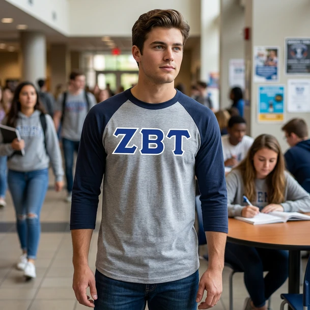 DISCOUNT- Zeta Beta Tau Lettered Raglan T-Shirt