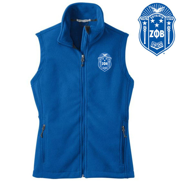  DISCOUNT-Zeta Phi Beta Crest  Patch Ladies Fleece Vest 