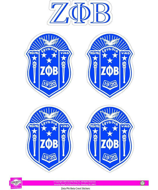 Sorority Shop Zeta Phi Beta Crest Sticker Sheet 