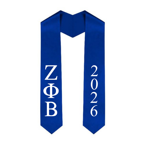 Zeta Phi Beta Greek Lettered Graduation Sash Stole With Year - Best Value