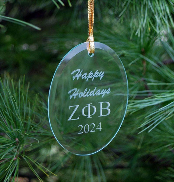 Zeta Phi Beta Holiday Glass Oval Ornaments - 2026