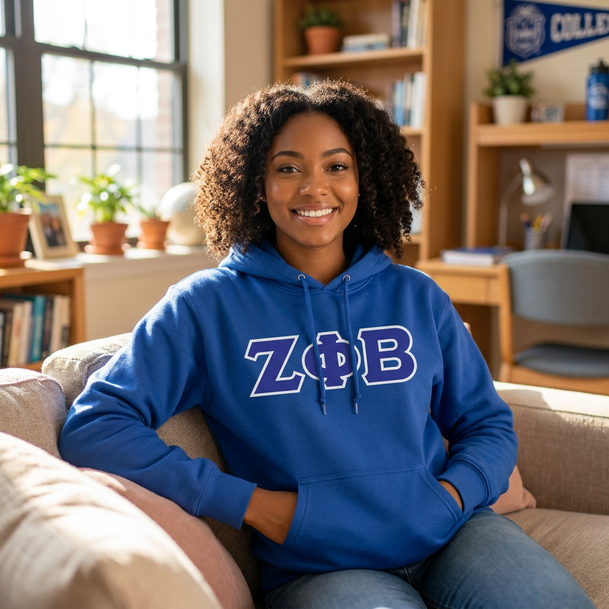 Zeta Phi Beta Letters Hooded Sweatshirt - Best Value