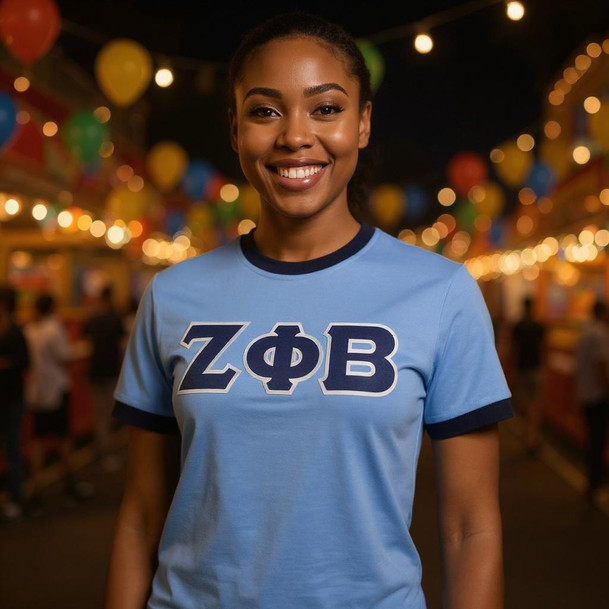 DISCOUNT-Zeta Phi Beta Lettered Ringer Shirt