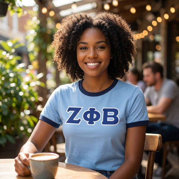DISCOUNT-Zeta Phi Beta Lettered Ringer Shirt