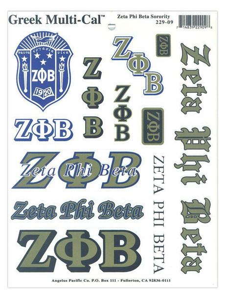  Zeta Phi Beta Multi Greek Decal Sheet 