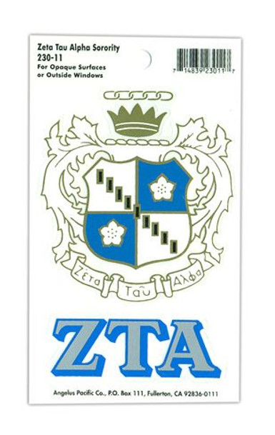 Zeta Tau Alpha Crest - Shield Decals