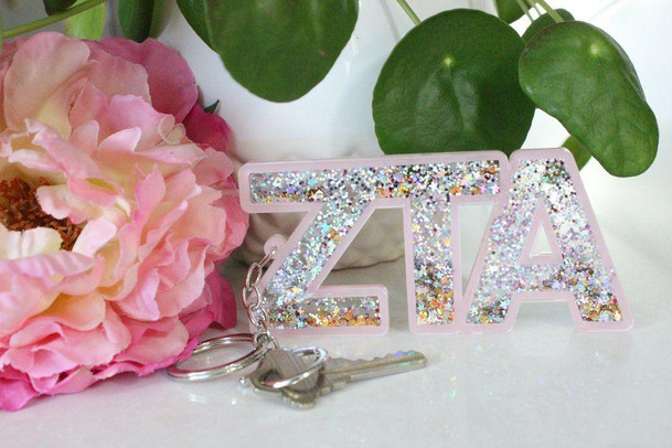 Sorority Shop Zeta Tau Alpha Glitter Keychain 