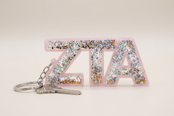 Zeta Tau Alpha Glitter Keychain