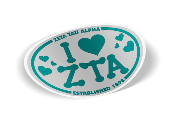 Zeta Tau Alpha I Love Sorority Sticker - Oval