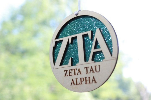 Zeta Tau Alpha Laser Carved Greek Letter Ornament - 3" Round