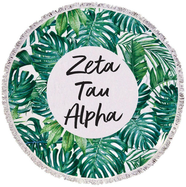 Sorority Shop Zeta Tau Alpha Palm Leaf Fringe Towel Blanket 