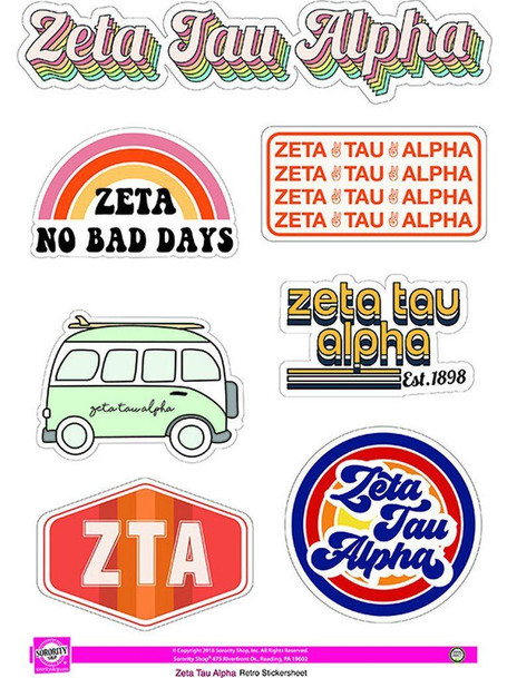 Sorority Shop Zeta Tau Alpha Retro Sticker Sheet 