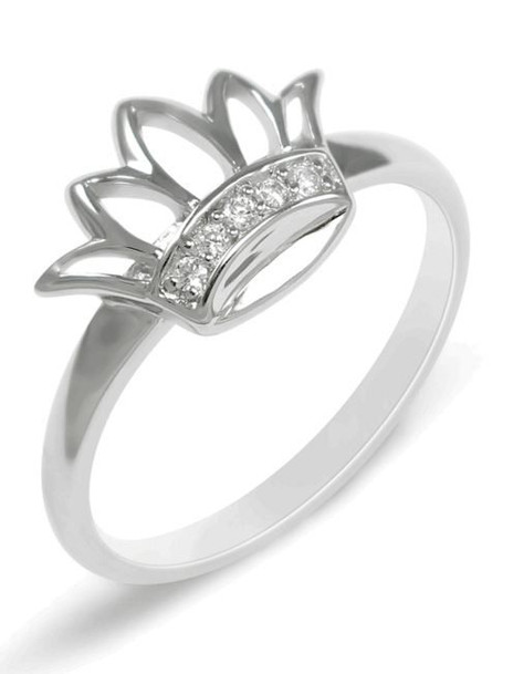 Zeta Tau Alpha Sterling Silver Crown Ring set with Synthetic Diamonds