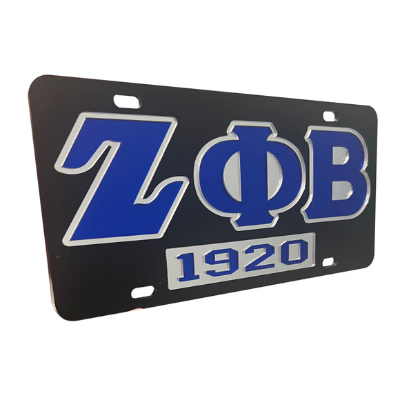 Zeta Phi Beta License Plate - Mirror Black Laser, Founded