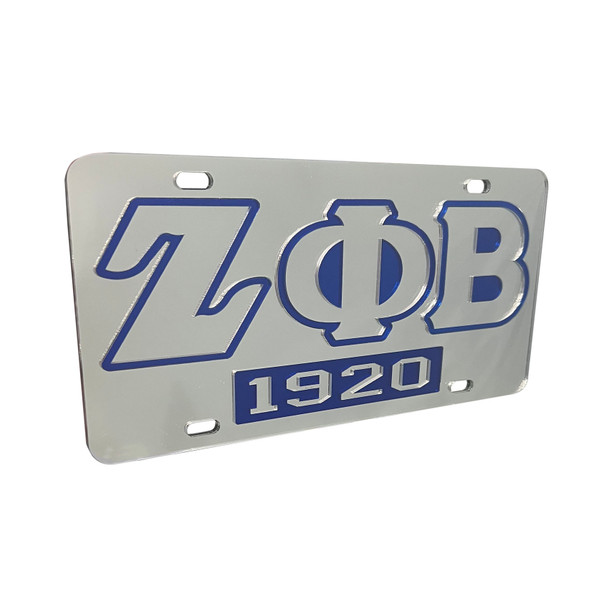 Zeta Phi Beta License Plate - Mirror Silver Laser , Founded