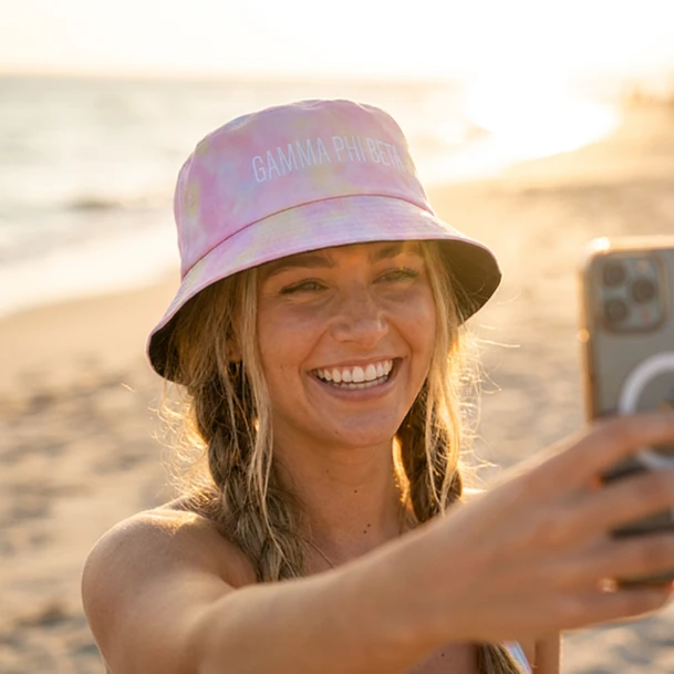 Gamma Phi Beta Tie Dye Pastel Bucket Hat
