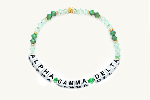 Alpha Gamma Delta Glass Name Bead Bracelet