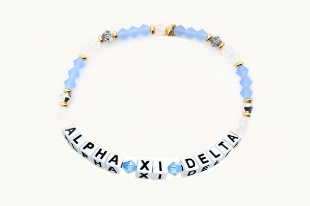 Alpha Xi Delta Glass Name Bead Bracelet