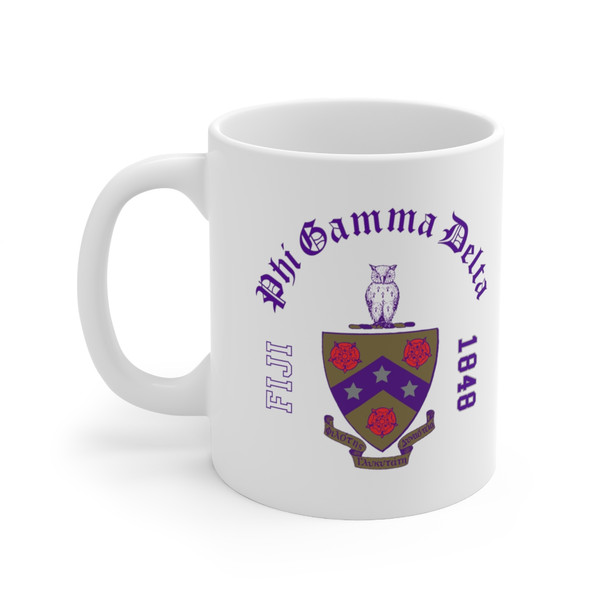 FIJI Fraternity - Phi Gamma Delta Crest & Year Ceramic Coffee Cup, 11oz