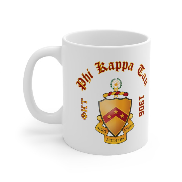 Phi Kappa Tau Crest & Year Ceramic Coffee Cup, 11oz
