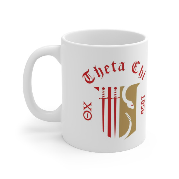 Theta Chi Crest & Year Ceramic Coffee Cup, 11oz