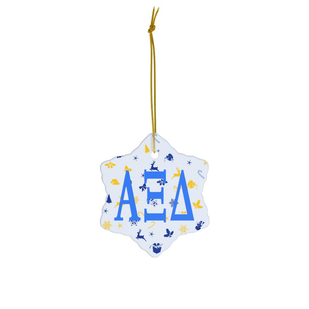 Alpha Xi Delta Holiday Cheer Ceramic Ornament, 2 Shapes To Choose From