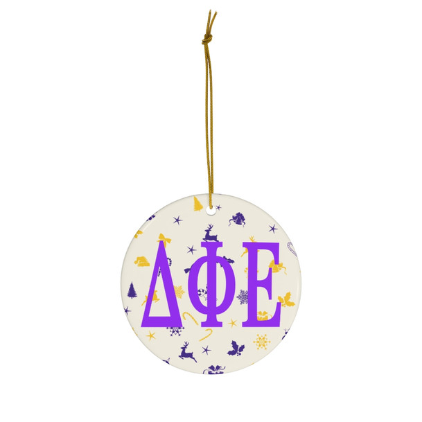 Delta Phi Epsilon Holiday Cheer Ceramic Ornament, 2 Shapes To Choose From