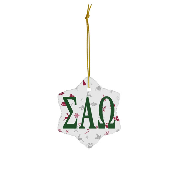 Sigma Alpha Omega Holiday Cheer Ceramic Ornament, 2 Shapes To Choose From