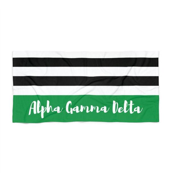 Printify Alpha Gamma Delta Stripes Beach Towel 