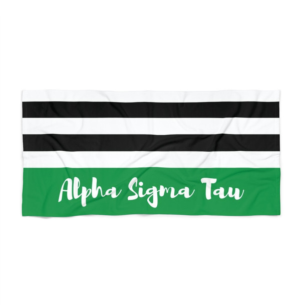 Alpha Sigma Tau Stripes Beach Towel