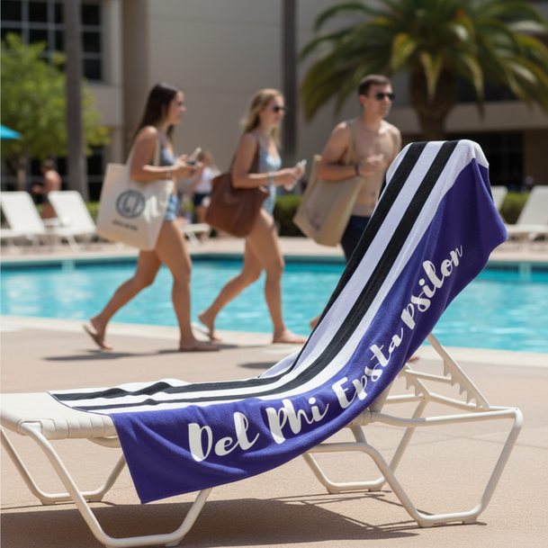 Delta Phi Epsilon Stripes Beach Towel